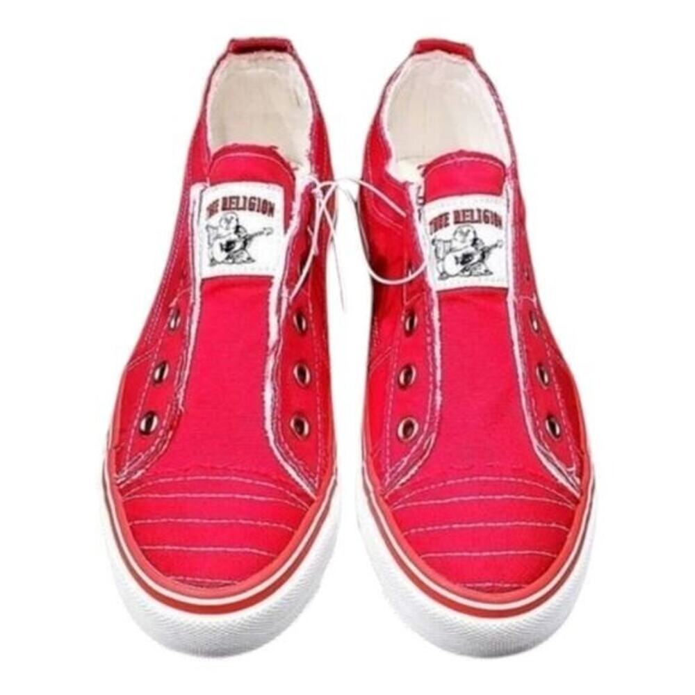 True Religion Korey Hot Pink Canvas Slip On Sneakers Shoes Women's Size 7